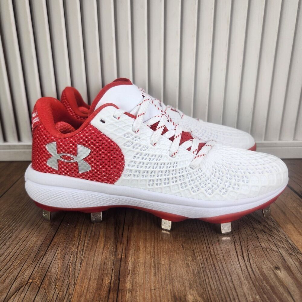 Under Armour Glyde 2 MT Metal Softball Cleats Women's 7 White Red Athletic Sport
